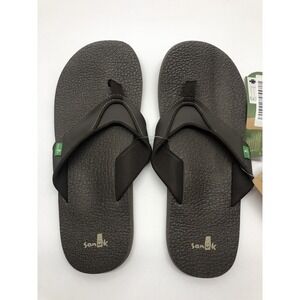 Sanuk Yoga Mat Men's Thong Flip Flop Dark Brown Sandals 13